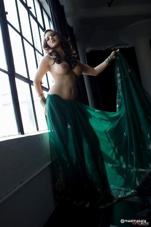 24.jpg Green Saree Indoor Nude Photoshoot