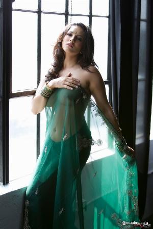 6.jpg Green Saree Indoor Nude Photoshoot